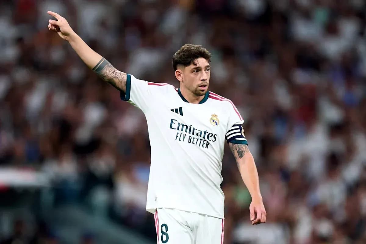 Player directing teammates during match for Real Madrid
