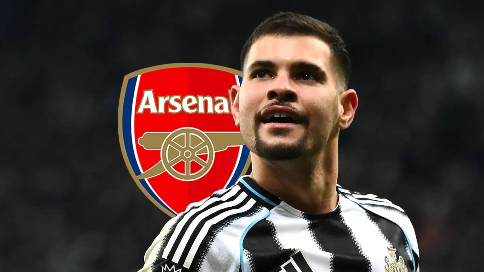 Player celebrating with Arsenal logo in background