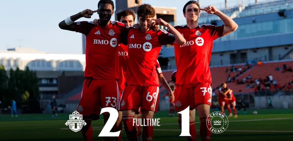 Toronto II players celebrating victory over New England II