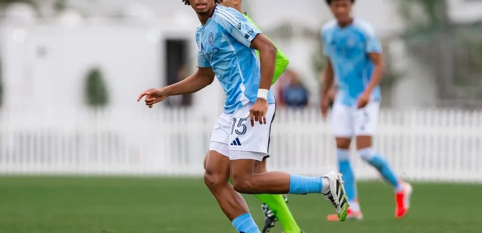 Player in blue jersey during MLS Next Pro match