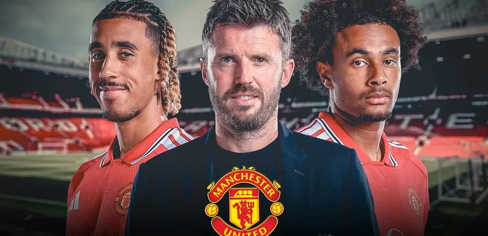 Three Manchester United players at Old Trafford stadium