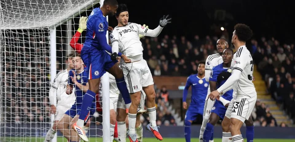 Chelsea player attempting to score during Fulham match