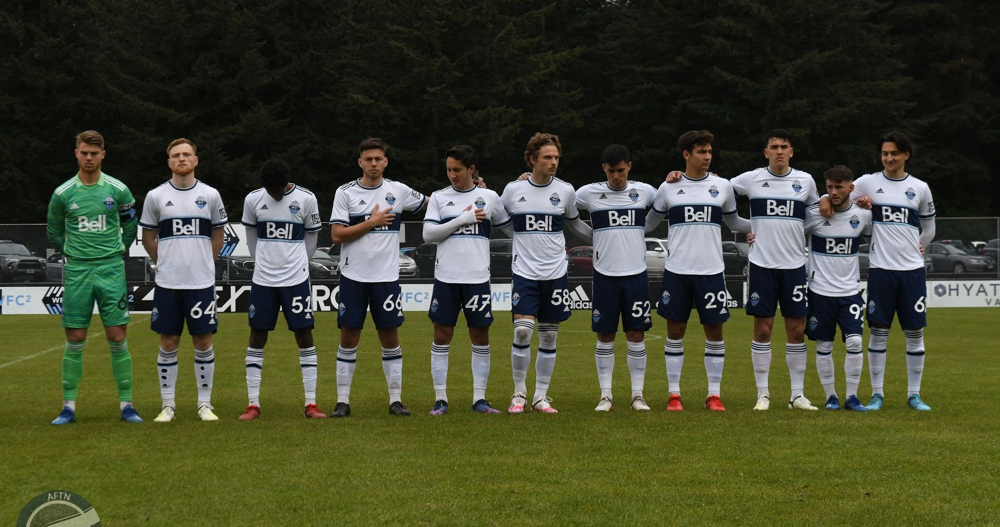 Vancouver Whitecaps II players lined up for match