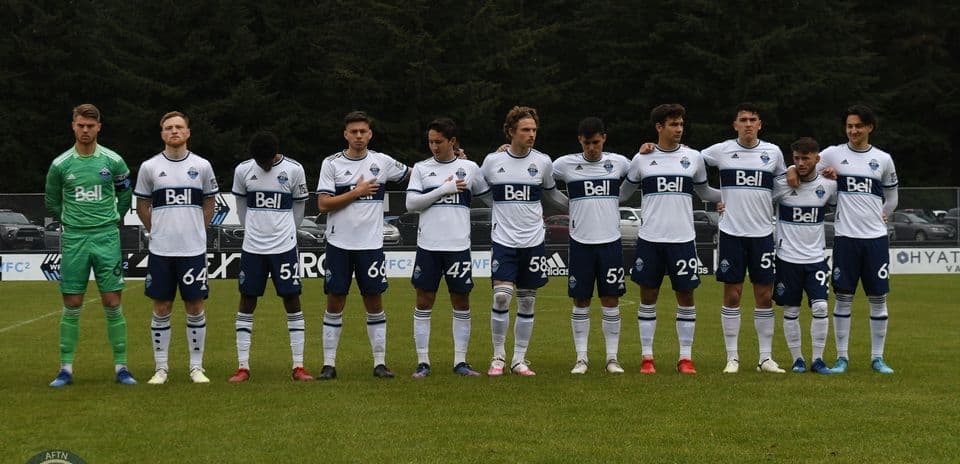 Vancouver Whitecaps II players lined up for match