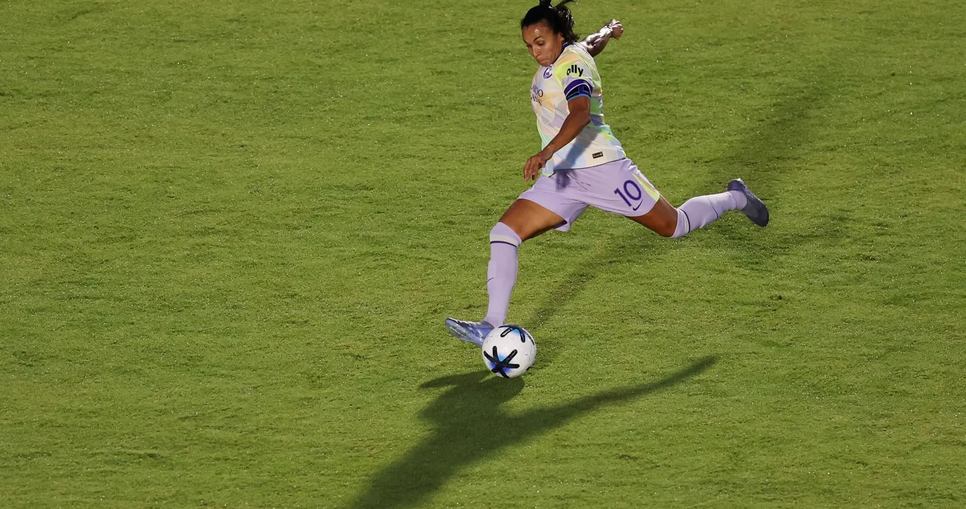 Player kicking ball during NWSL match