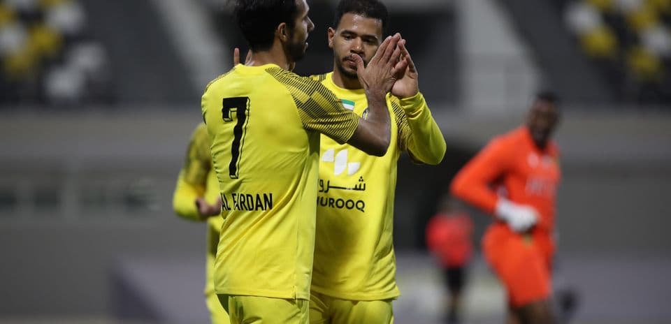 Players celebrating during Ittihad Kalba U23 match
