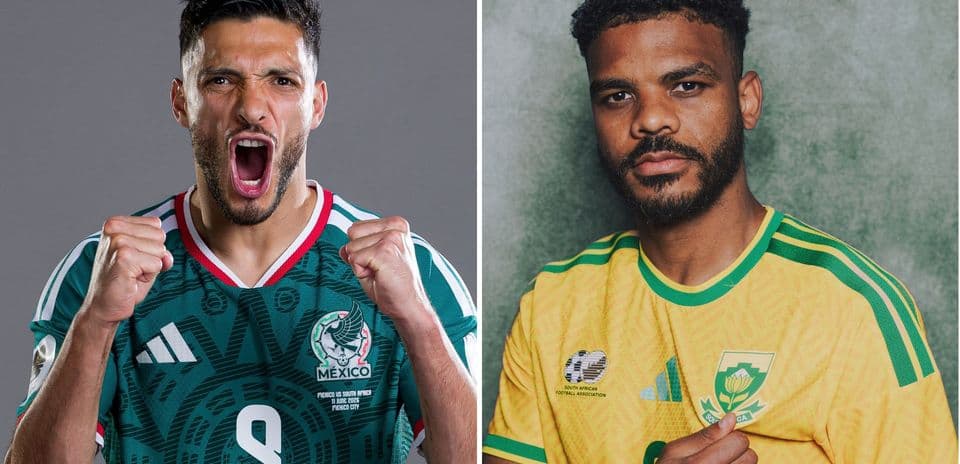Mexico and South Africa players posing for photo