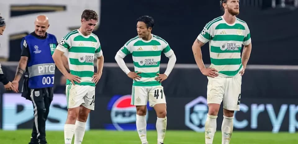Celtic players looking dejected after match loss