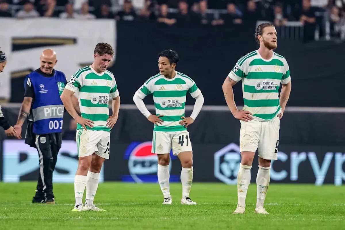 Celtic players looking dejected after match loss