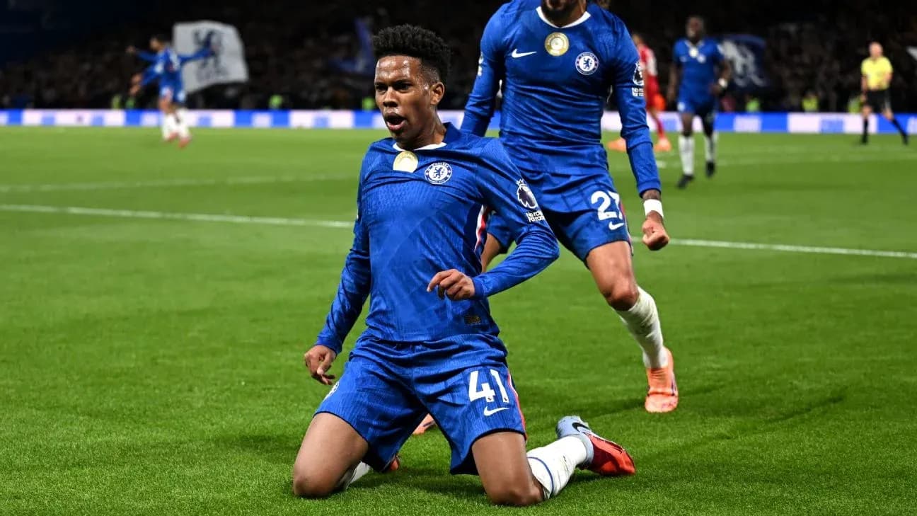 Chelsea player celebrating goal during match