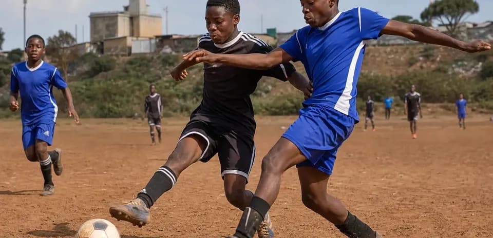 Two players challenging for the ball during match