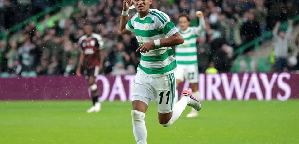 Celtic player celebrating a goal in UEFA match