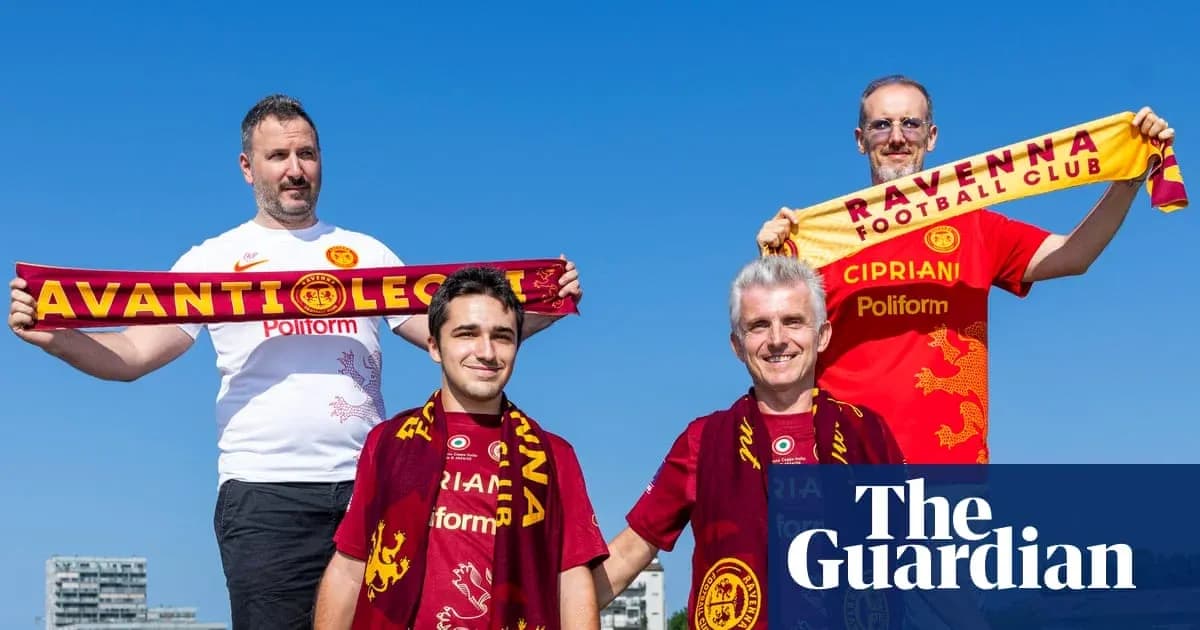 Fans holding scarves for Ravenna Football Club