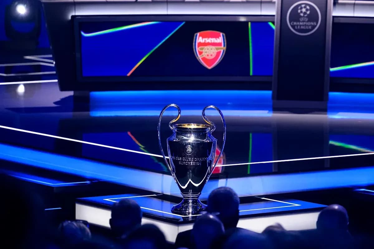 Champions League trophy displayed at Arsenal event