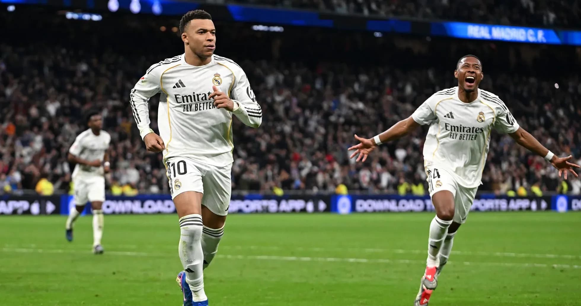 Real Madrid players celebrating a goal during match