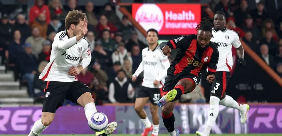 Fulham and Bournemouth players in action