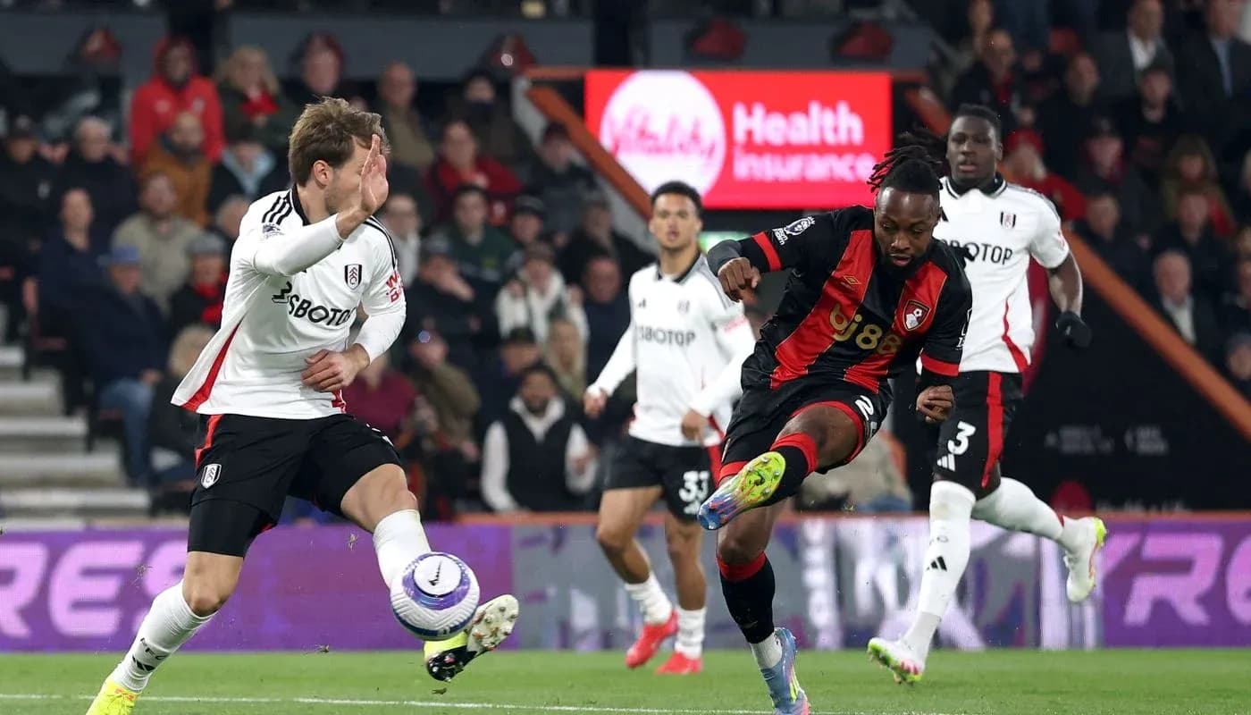 Fulham and Bournemouth players in action