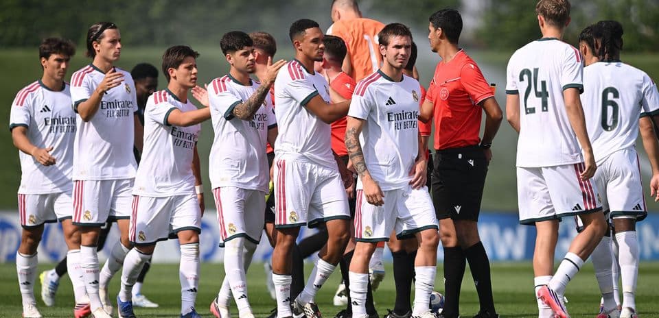 Real Madrid players interacting before a training session