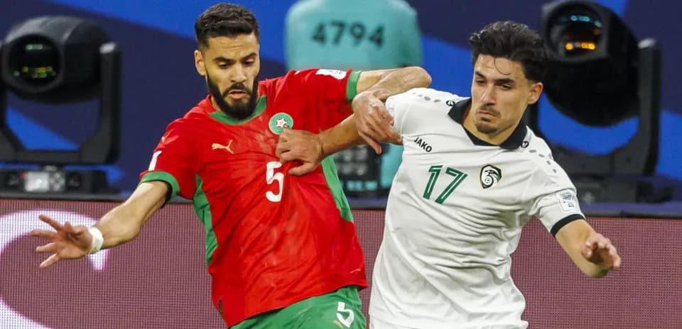 Two players battling for the ball during match