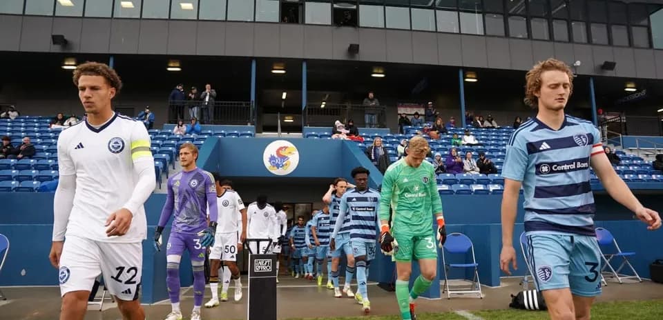Players entering the field for MLS Next Pro match