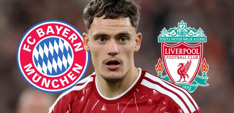 Player in Liverpool jersey with Bayern and Liverpool logos