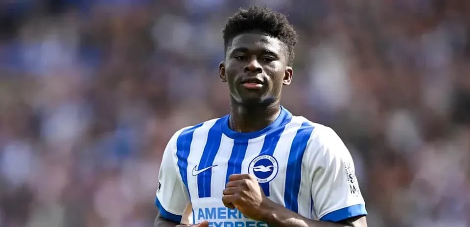 Player wearing Brighton & Hove Albion jersey on field