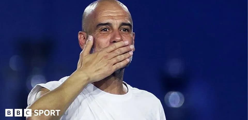Coach gesturing with hand after match victory