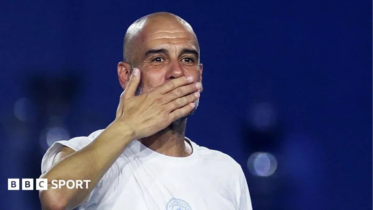 Coach gesturing with hand after match victory