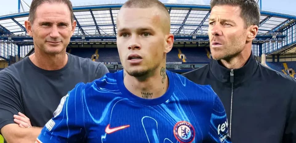 Three football figures at Stamford Bridge stadium