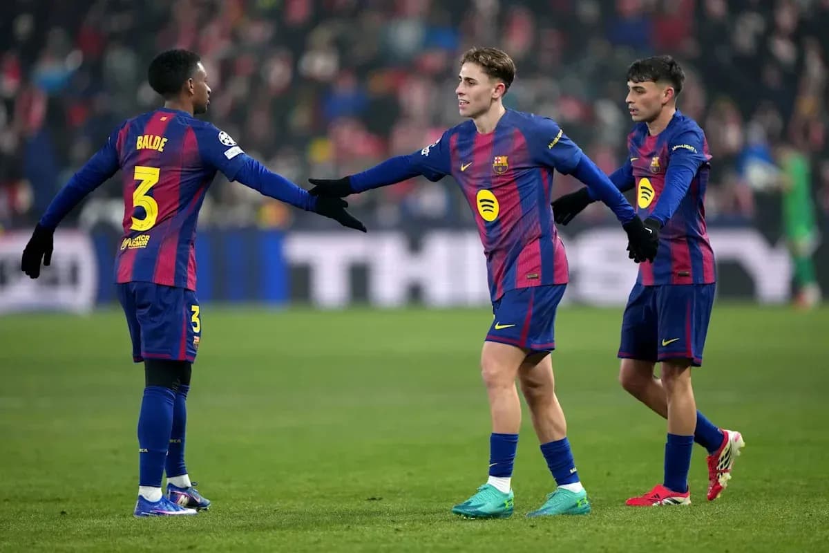 Barcelona players celebrating during a match