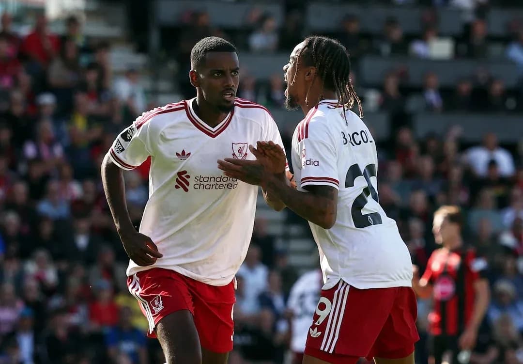 Liverpool players celebrating during match against Bournemouth