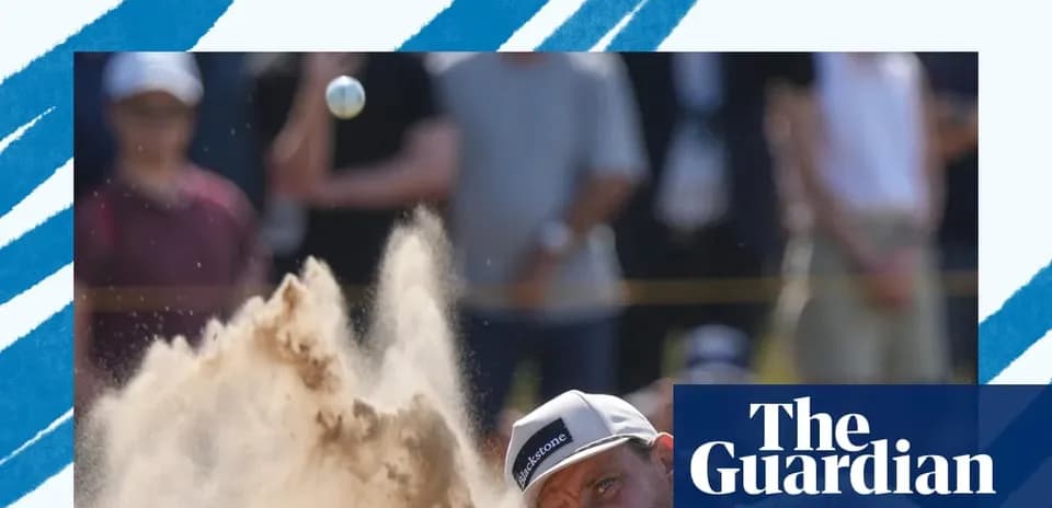 Golfer hitting a sand shot with spectators in background
