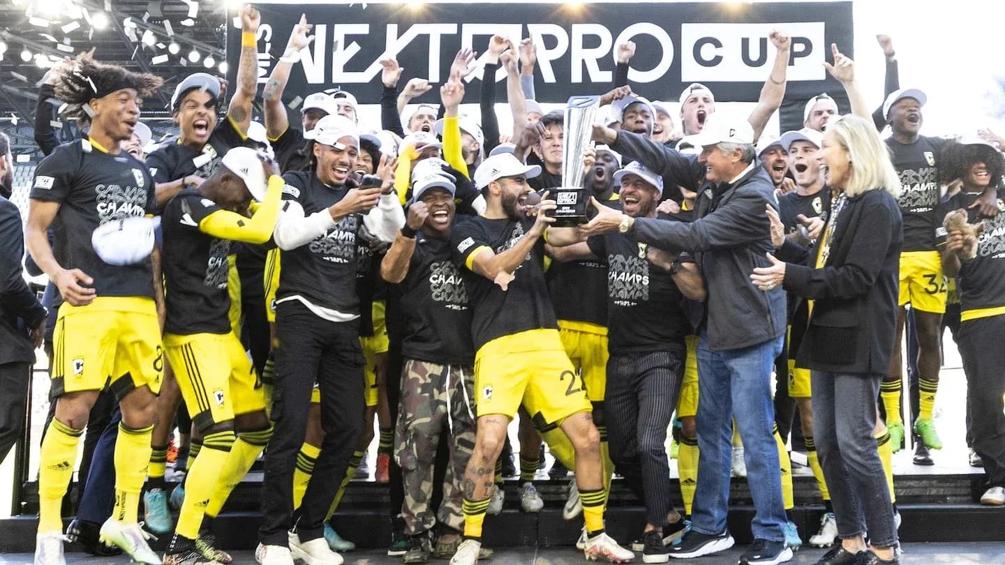 Columbus Crew II celebrating MLS Next Pro victory