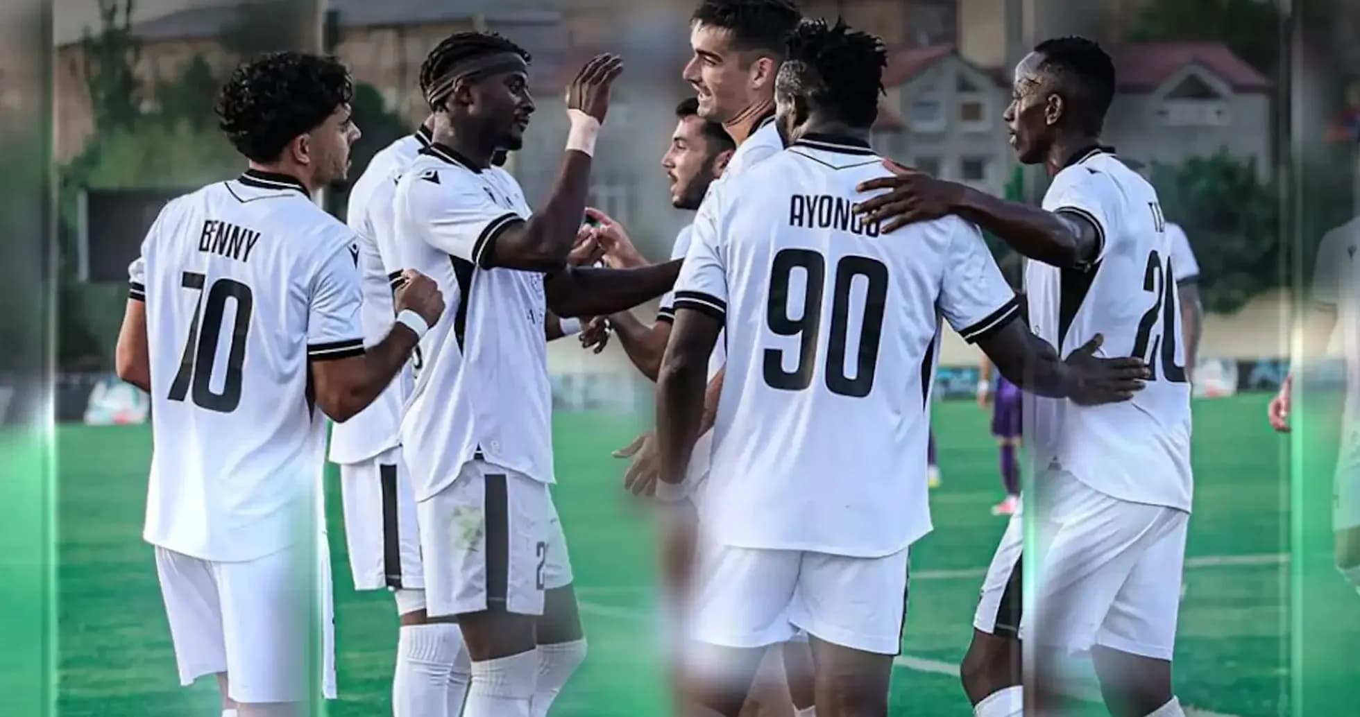 Players celebrating goal during Ararat-Armenia match