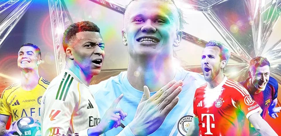 Collage of famous football players celebrating goals
