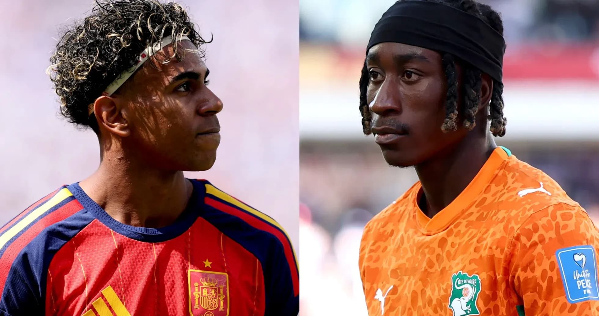 Two football players in national team jerseys