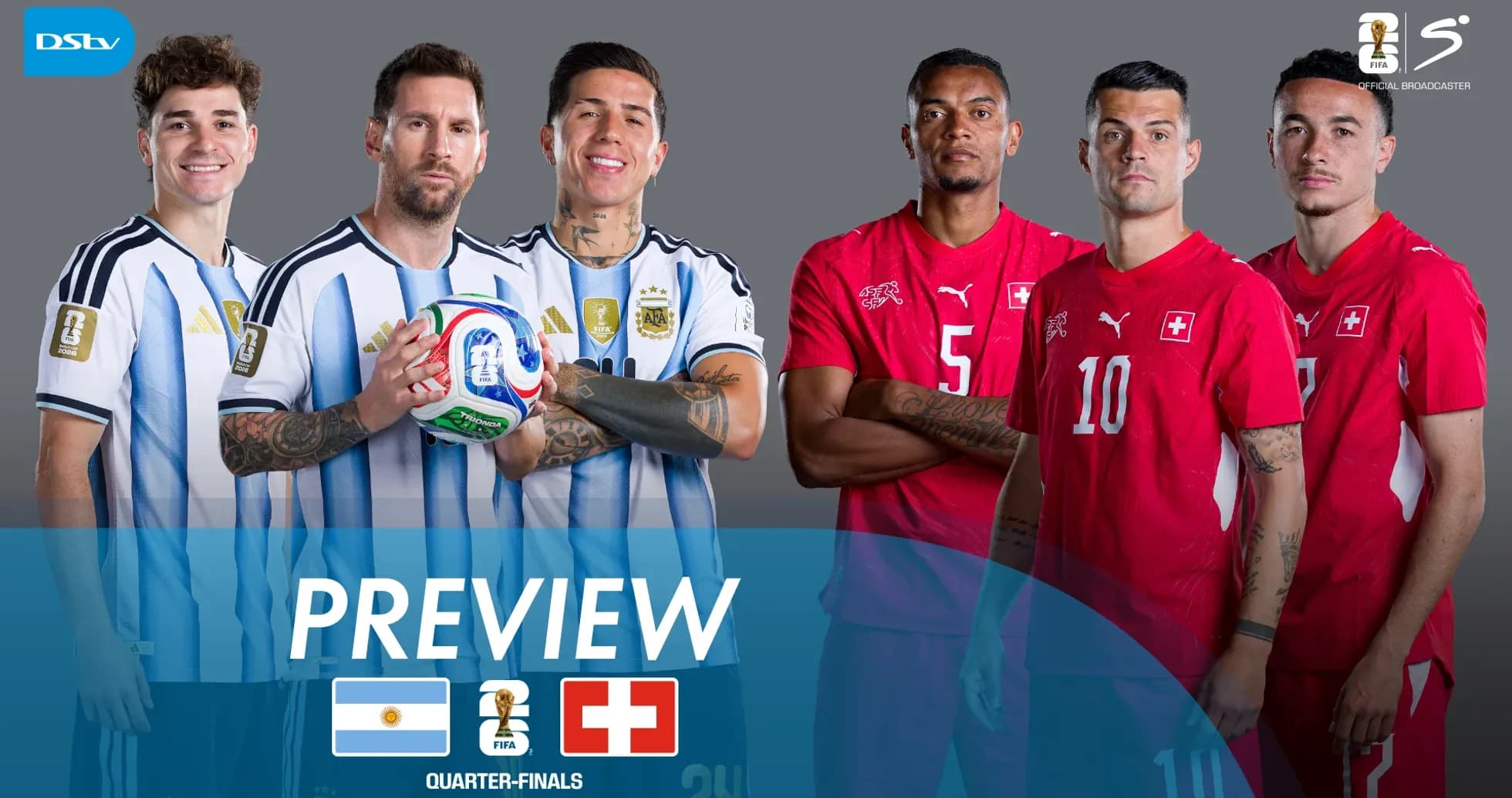 Players from Argentina and Switzerland before quarter-finals