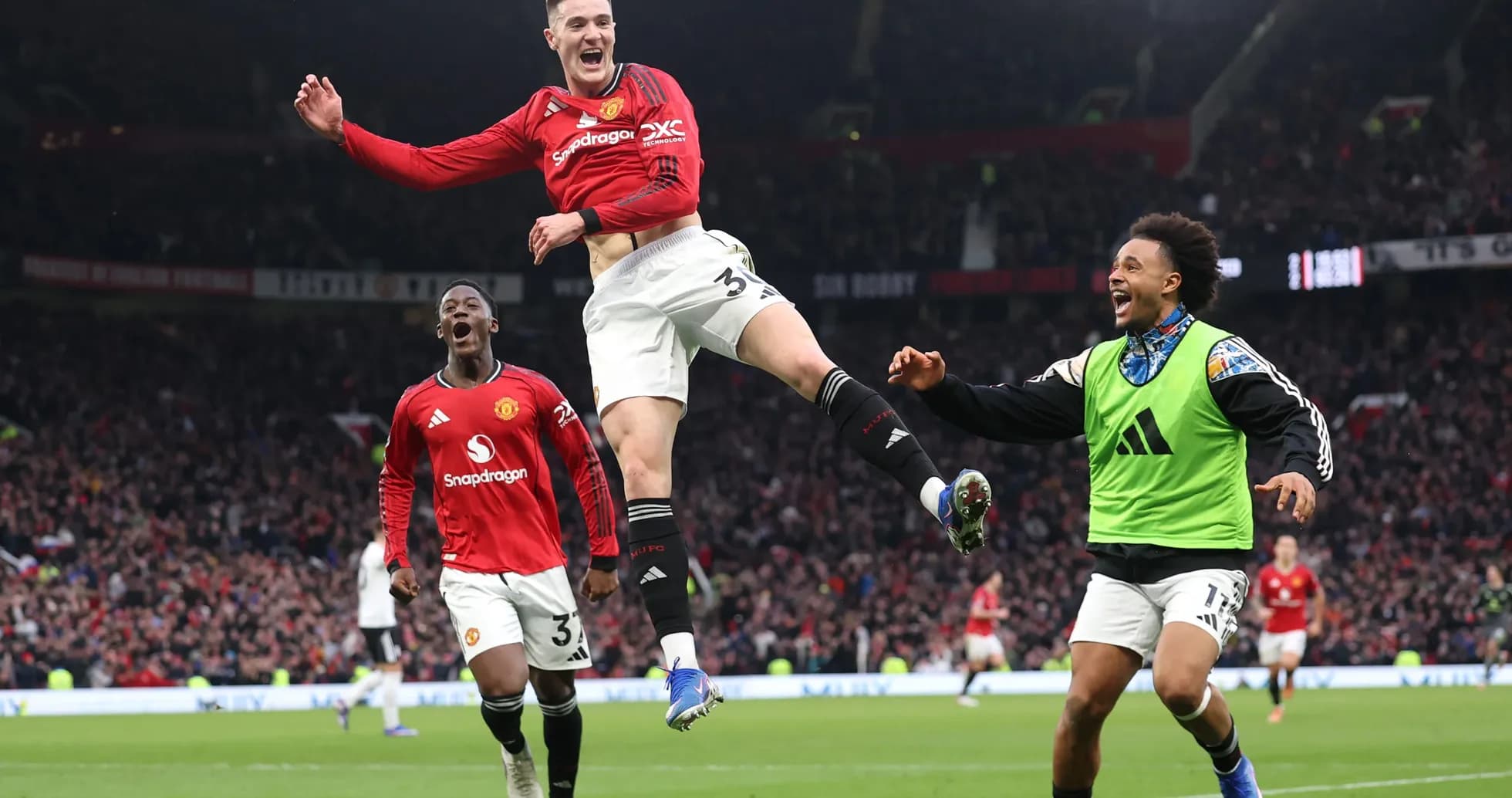 Manchester United players celebrating a goal