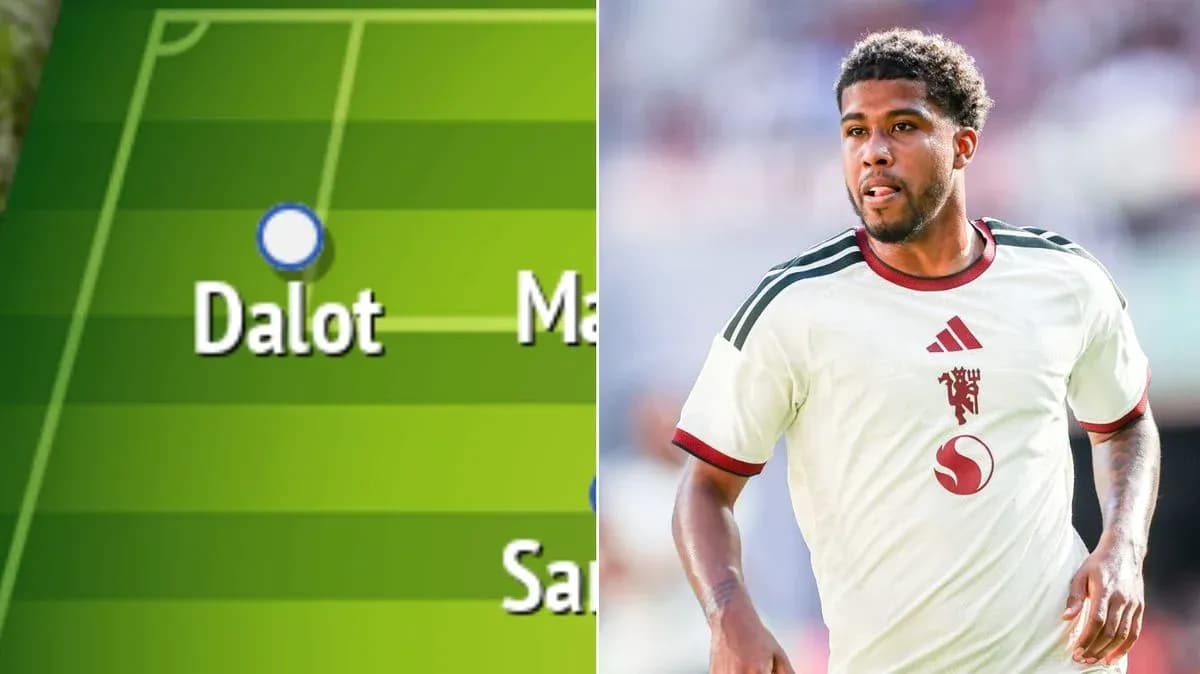 Player Dalot featured on tactical formation display