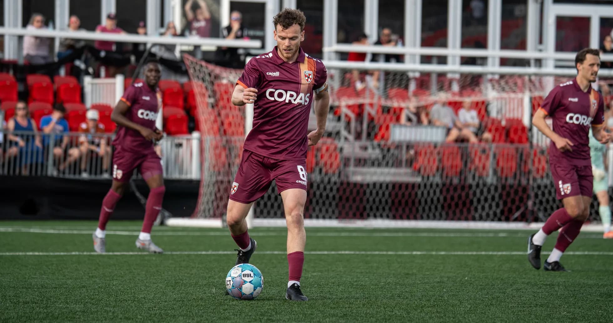 Player dribbling ball during Birmingham Legion match