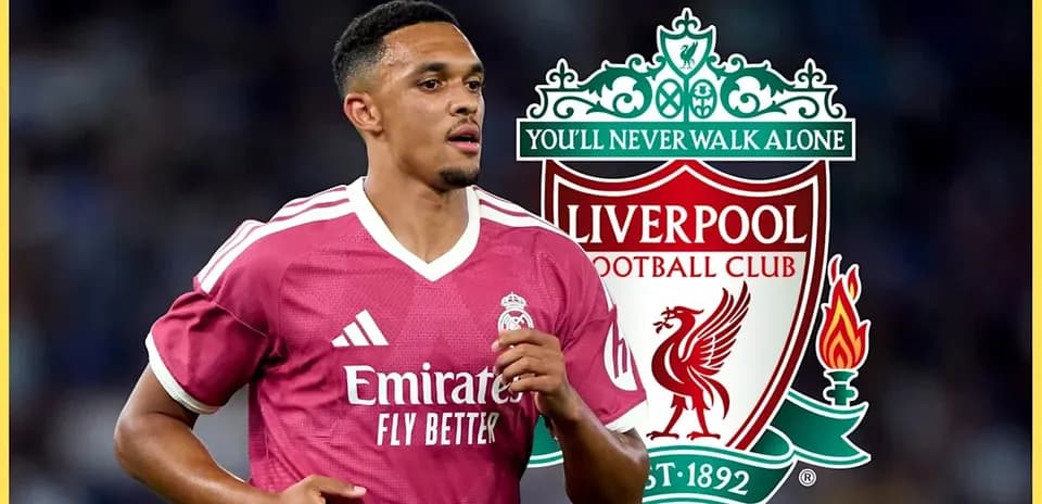 Player in pink kit with Liverpool logo background
