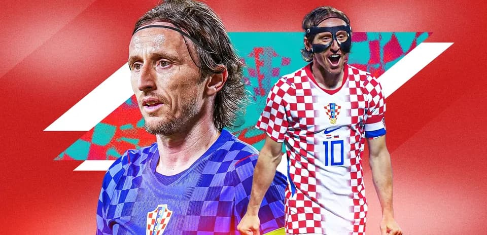 Luka Modrić in Croatia jersey with captain's armband