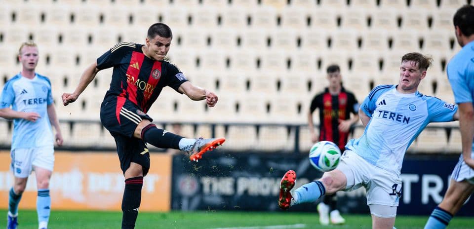 Player kicking ball during Atlanta United II match