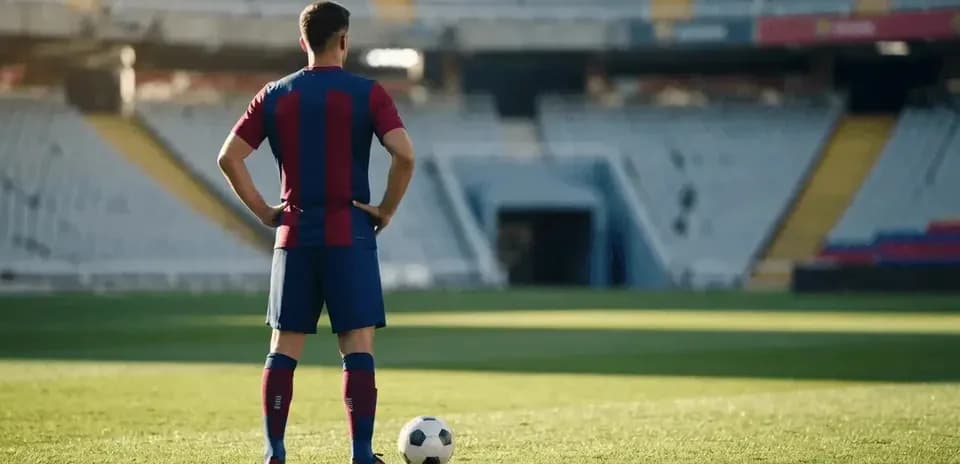 Player standing by the ball on the field