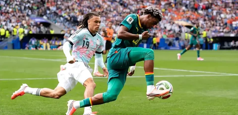 Player dribbling the ball during match action