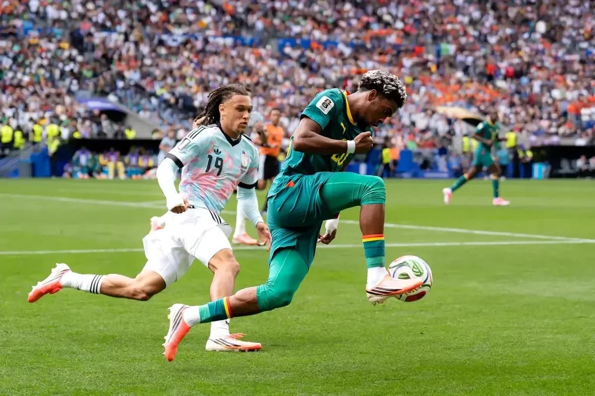 Player dribbling the ball during match action