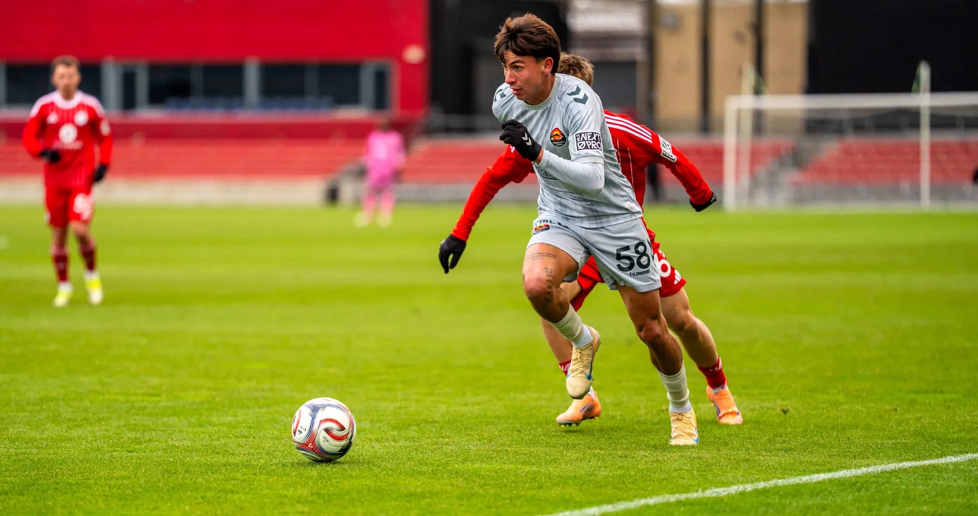 Player dribbling the ball during match