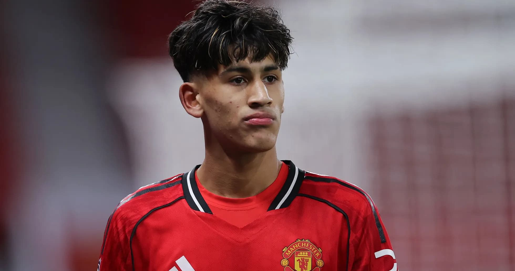 Player in Manchester United jersey during match