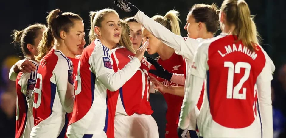 Arsenal women celebrating during a match