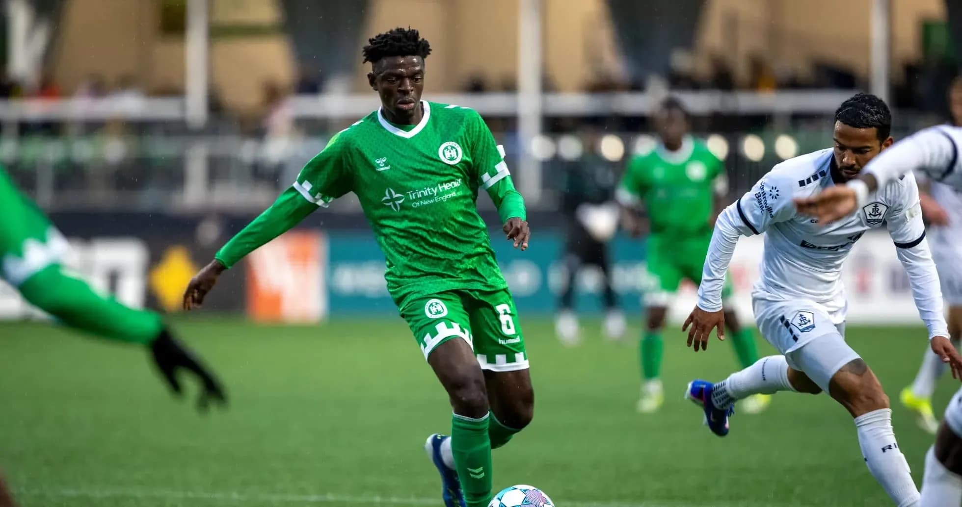 Player dribbling the ball during NY Cosmos match